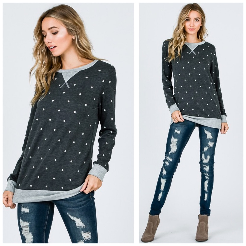 ❤️LAST 1!  PARTY SALE French Terry Polka Dot Top! - Picture 6 of 6